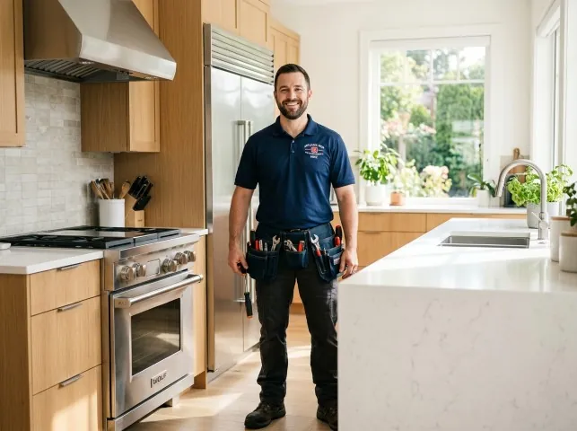 Appliance Repair Hero technician in a Avondale Estates, GA kitchen after an appliance repair
